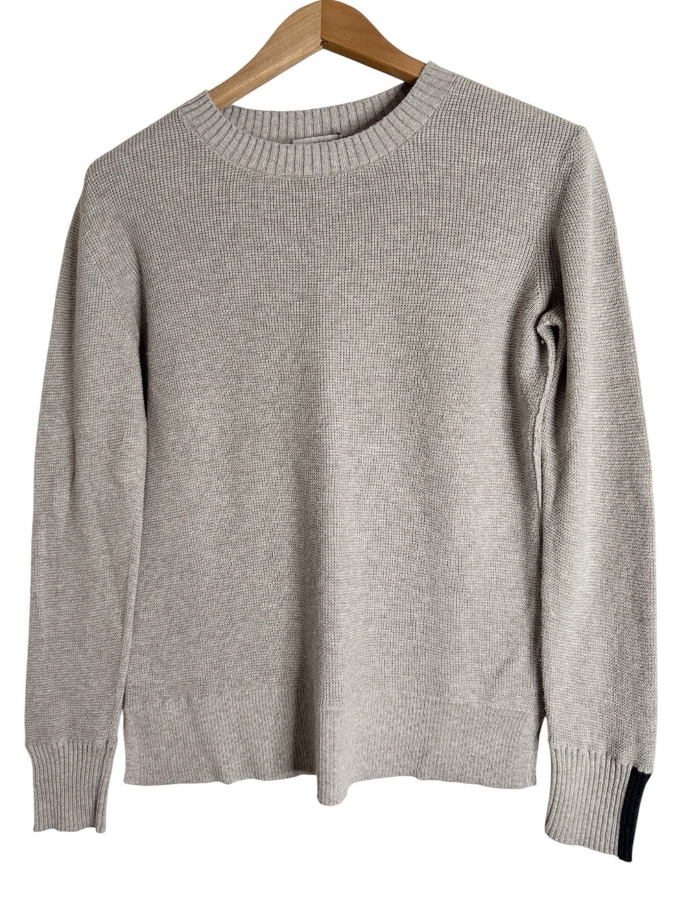 Kinross Light Gray Waffle thermal Knit Cashmere Cotton Crewneck Sweater size S